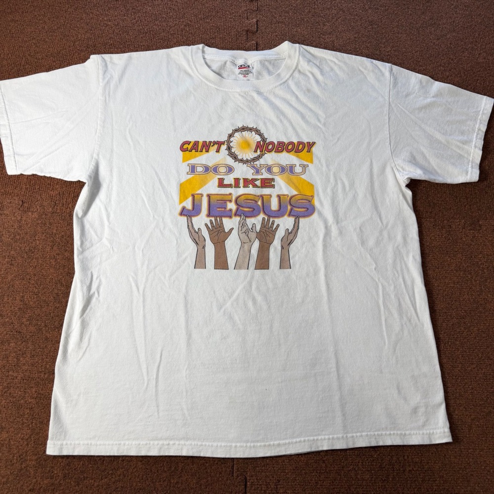Anvil Mens Cant Nobody Do You Like Jesus Graphic T-Shirt White XL‎ Religious Tee
